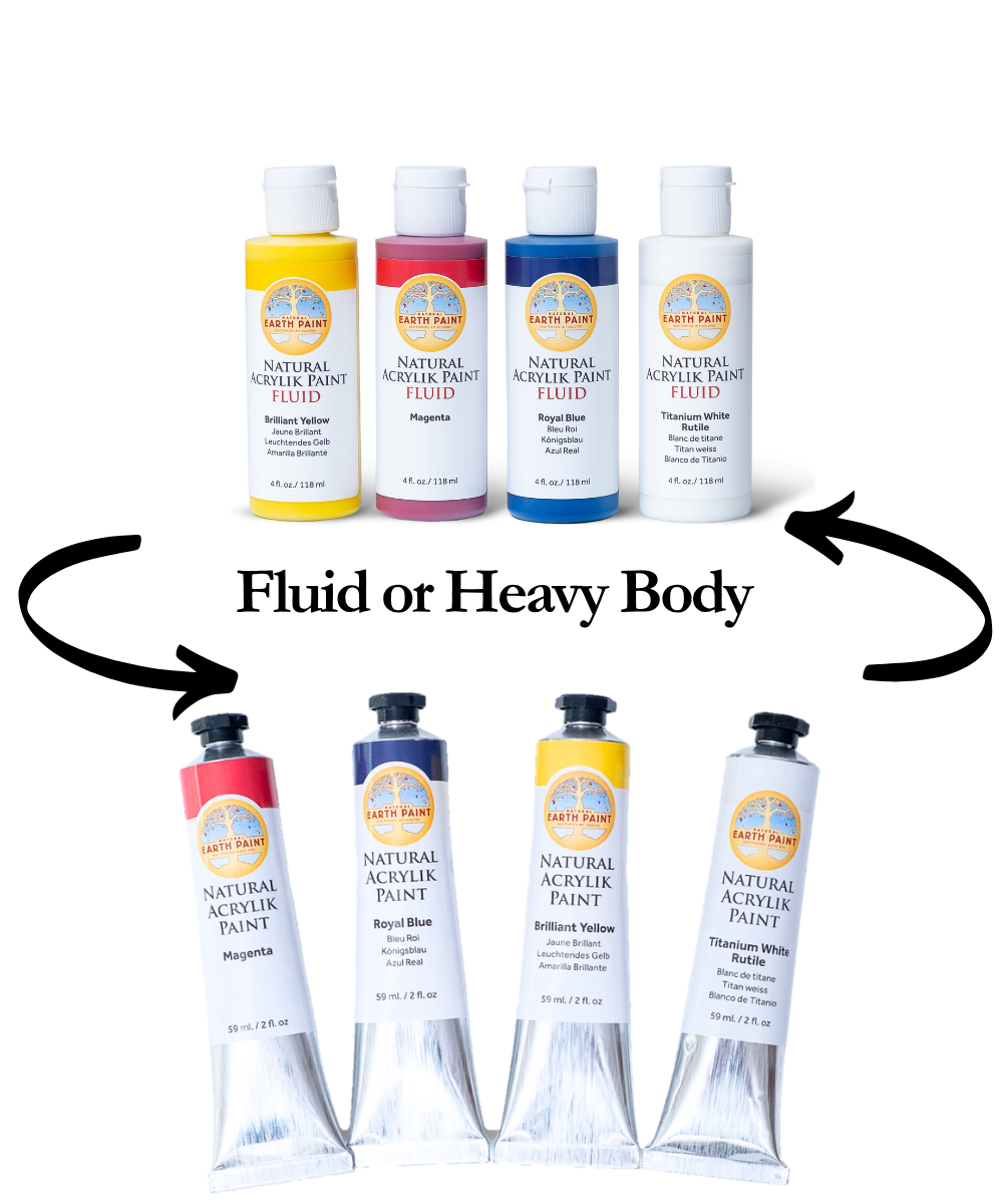 CMY + White Natural Acrylik Paint Set - Fluid or Heavy Body