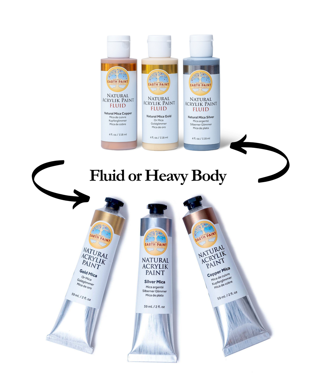 Natural Mica Acrylik Paint Set - Fluid or Heavy Body