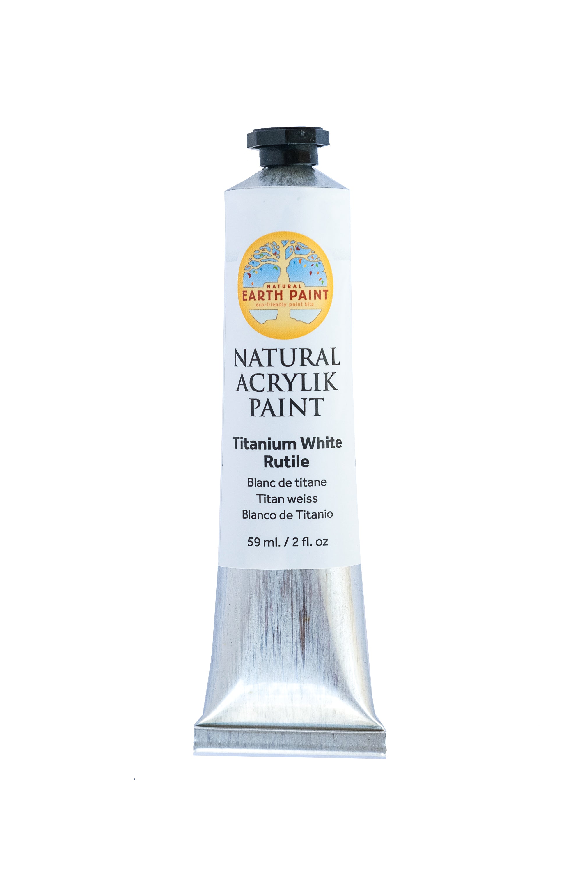A single two ounce tube of titanium white acrylic paint