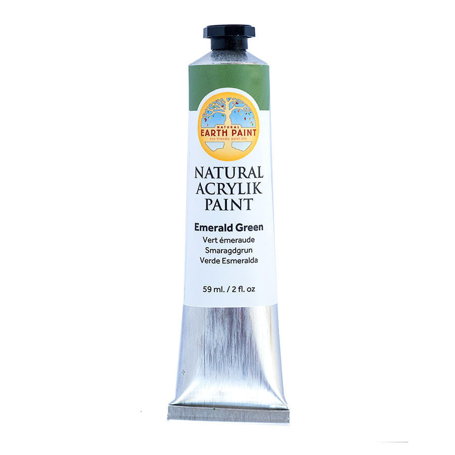 A single two ounce tube of emerald green acrylic paint