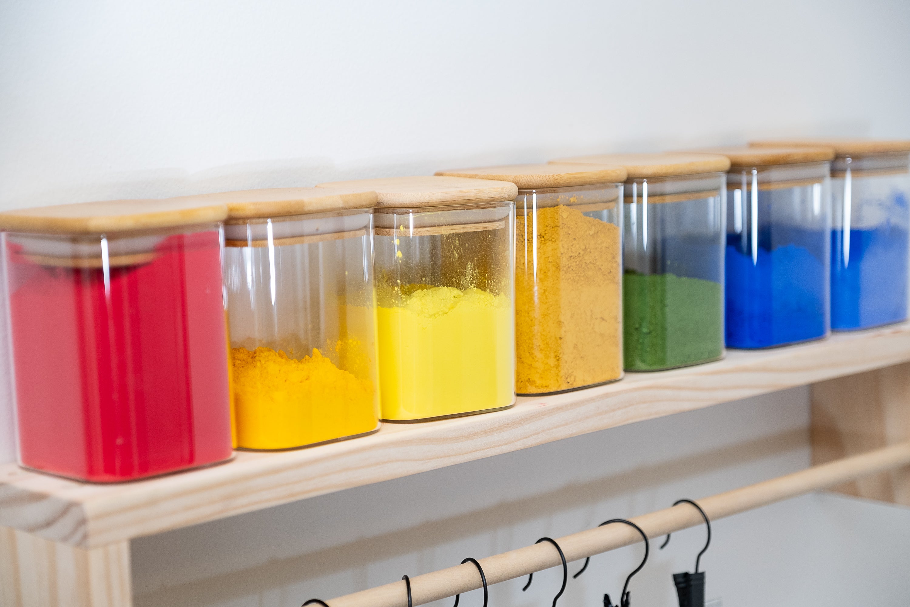 Glass Pigment Storage Jars with Bamboo Lid