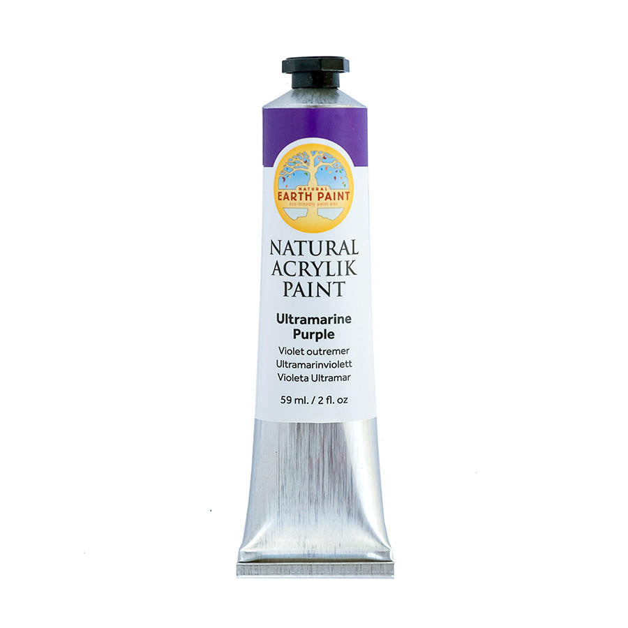 A single two ounce tube of ultramarine purple acrylic paint