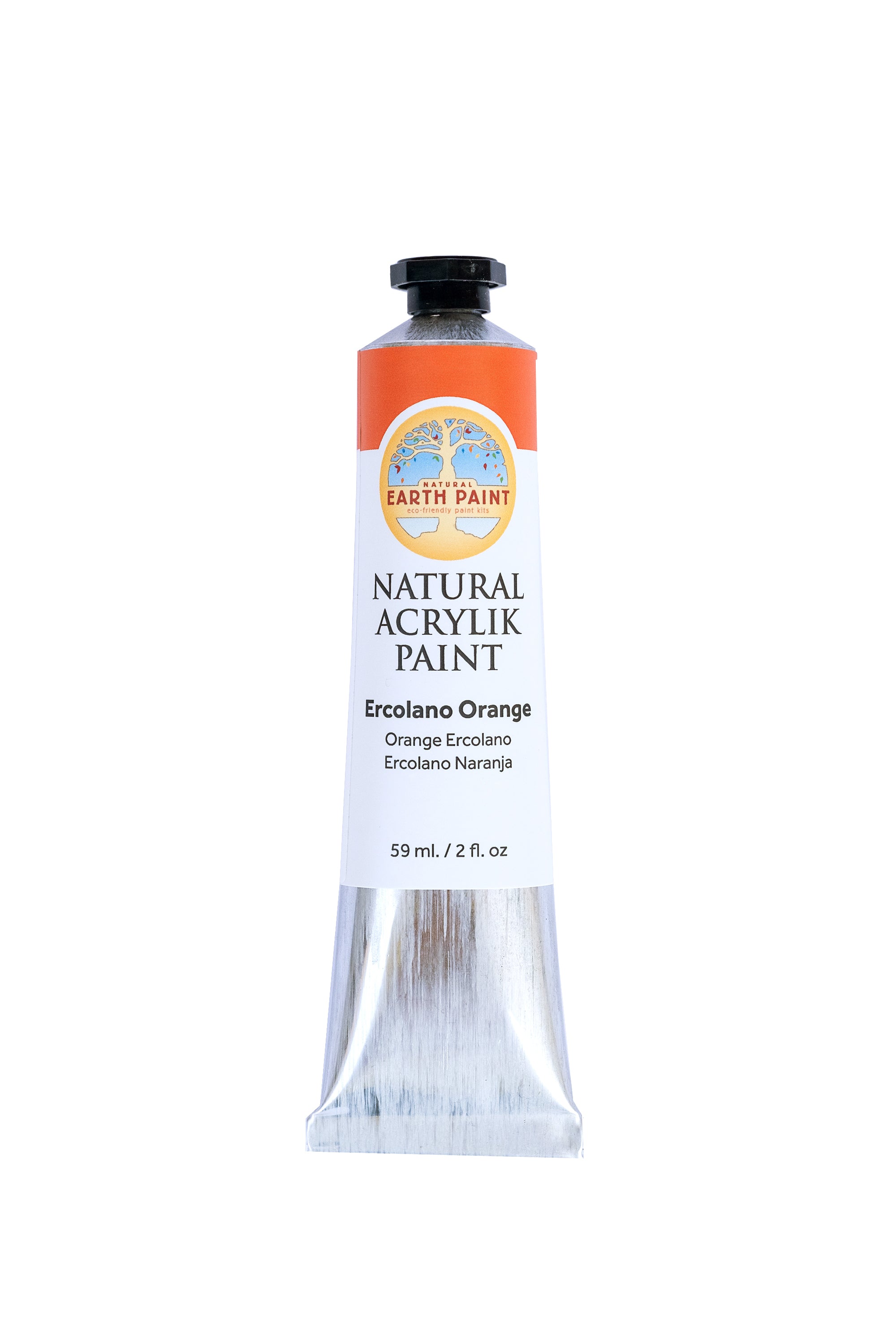 Single two ounce tube of ercolano orange acrylic paint