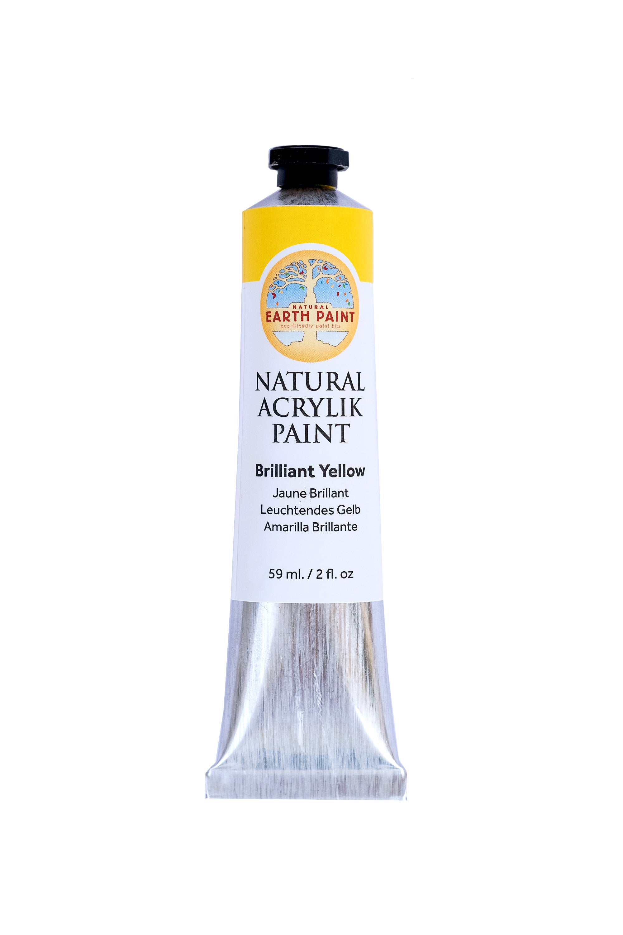 Single two ounce tube of brilliant yellow acrylic paint