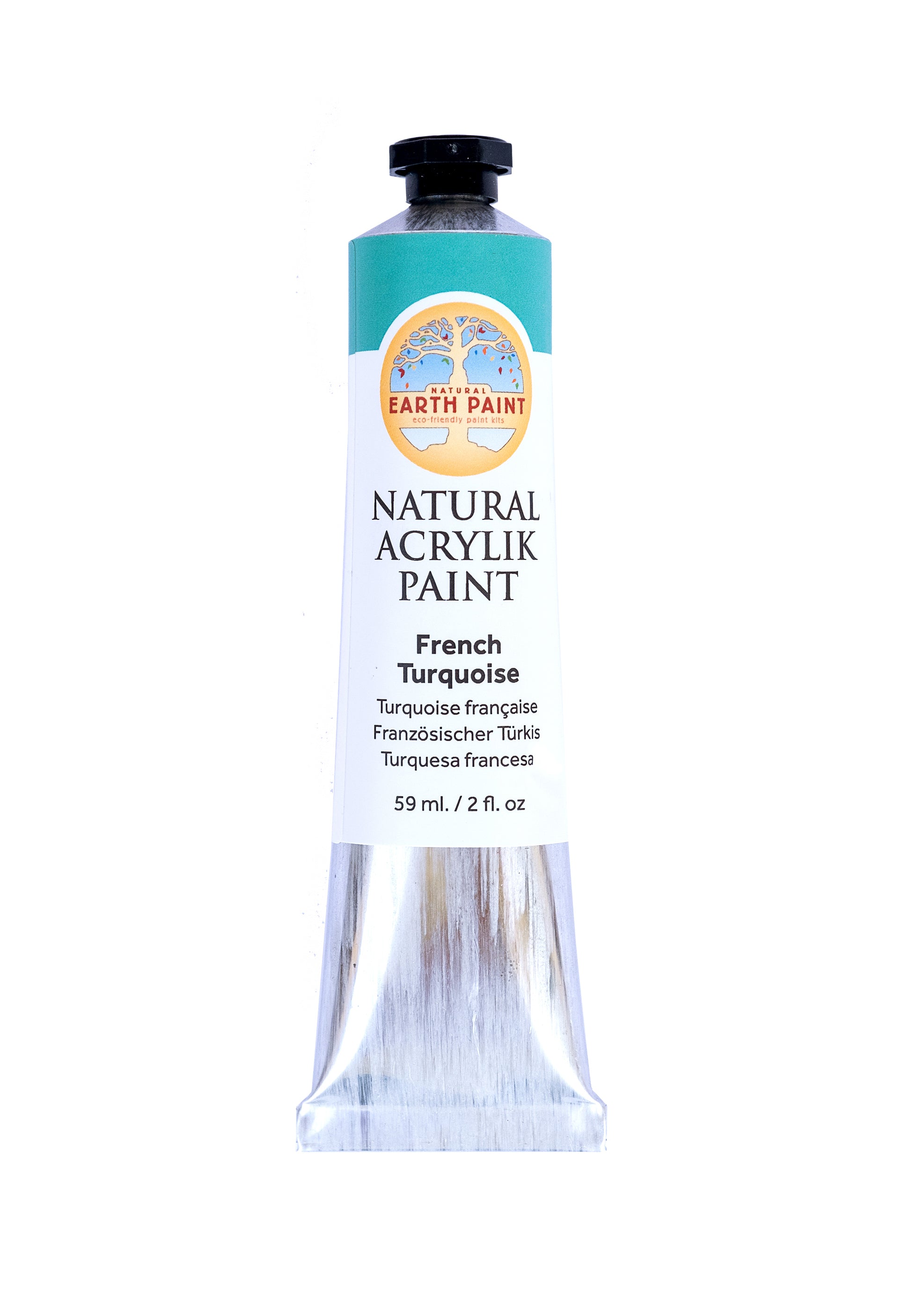 Single two ounce tube of French turquoise acrylic paint