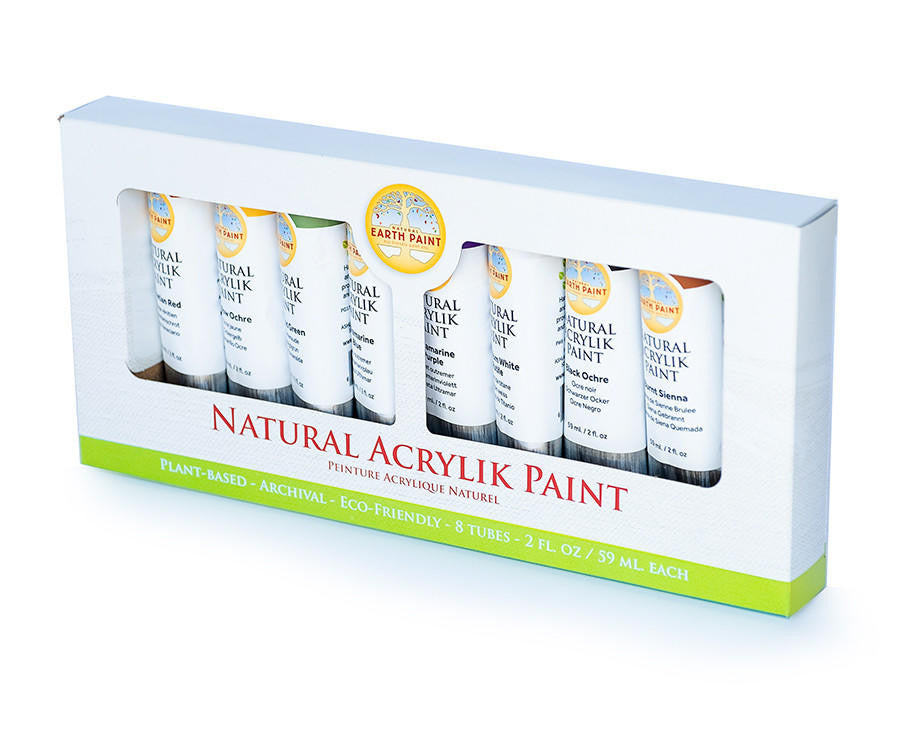 The Natural Acrylik Paint Earth Pigment Set containing eight tubes of acrylic paint