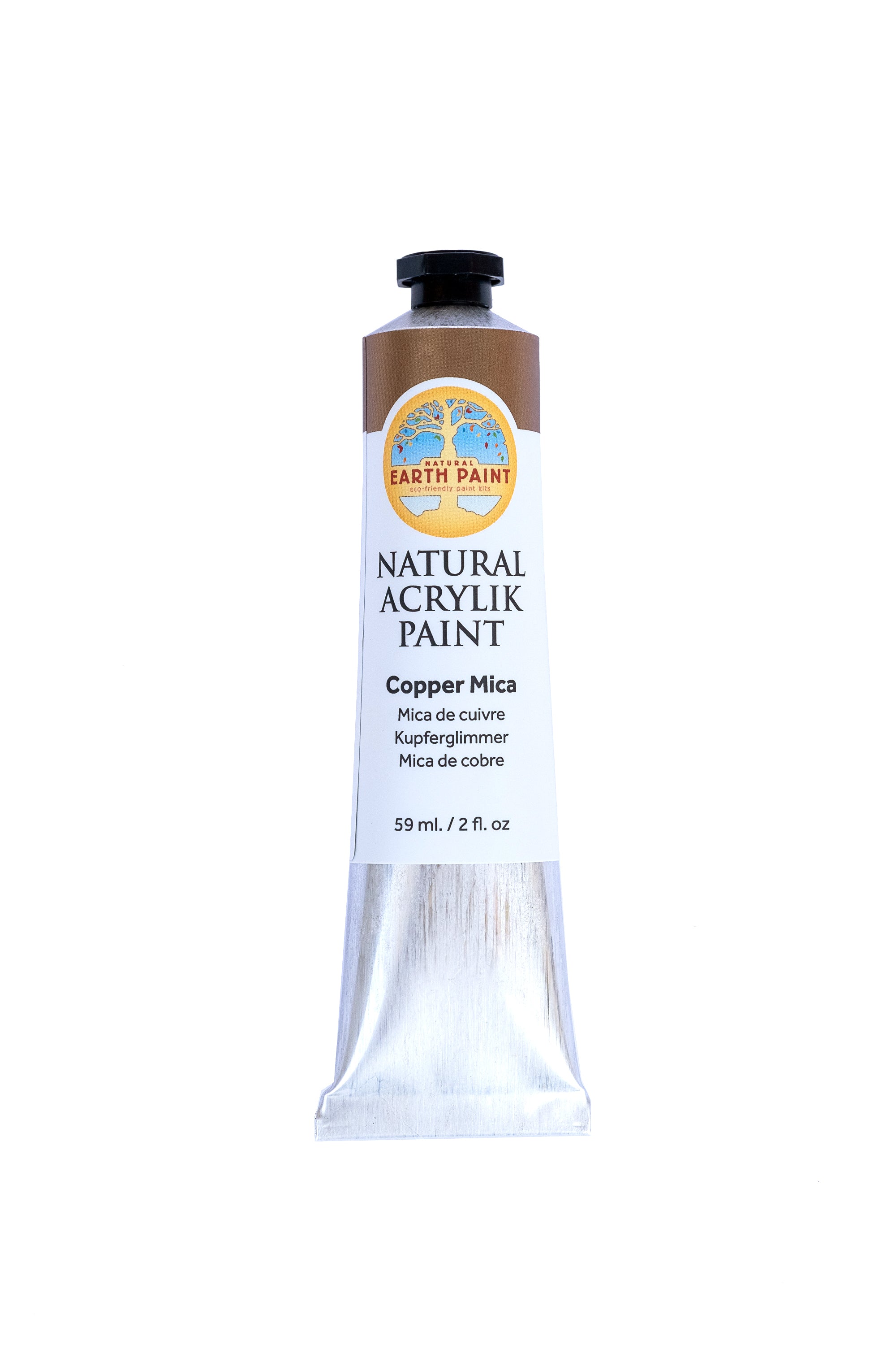 Single two ounce tube of copper mica acrylic paint