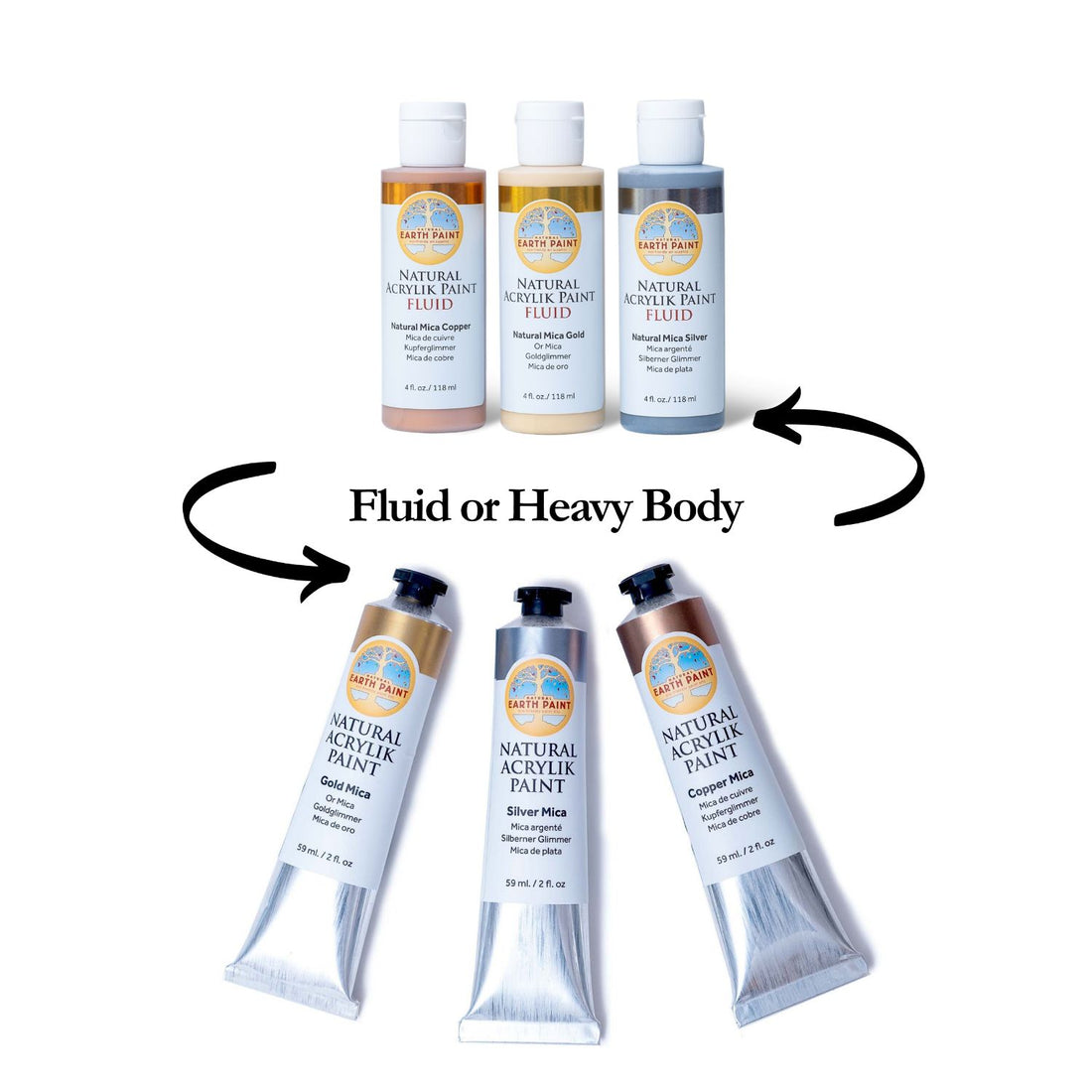 Natural Mica Acrylik Paint Set - Fluid or Heavy Body