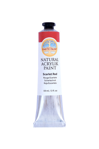 Single two ounce tube of scarlet red acrylic paint