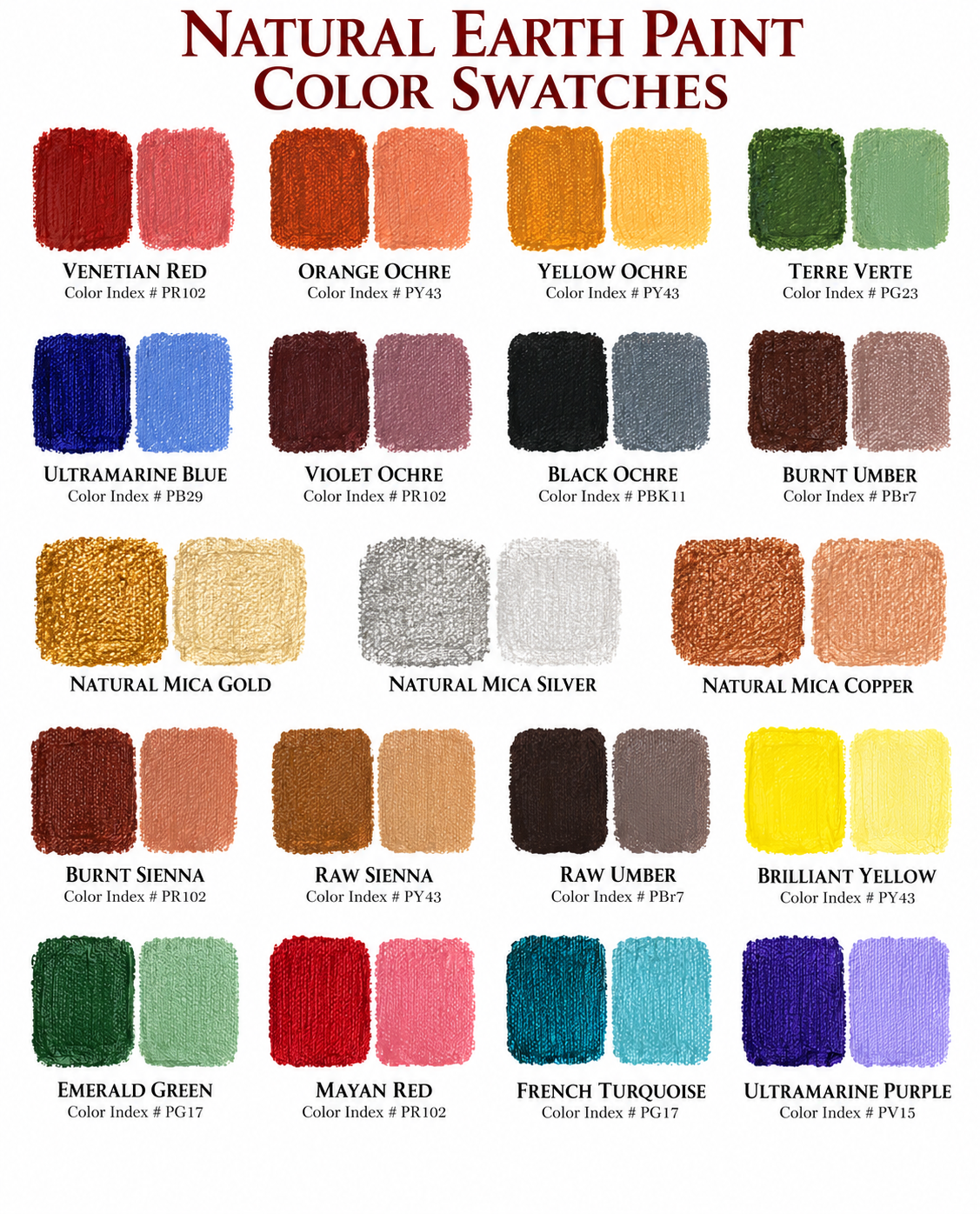 Earth &amp; Mineral Pigments Sample Pack (20 colors)