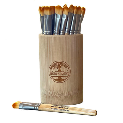 30 Bamboo Paint Brush shown in branded bamboo cup - white background