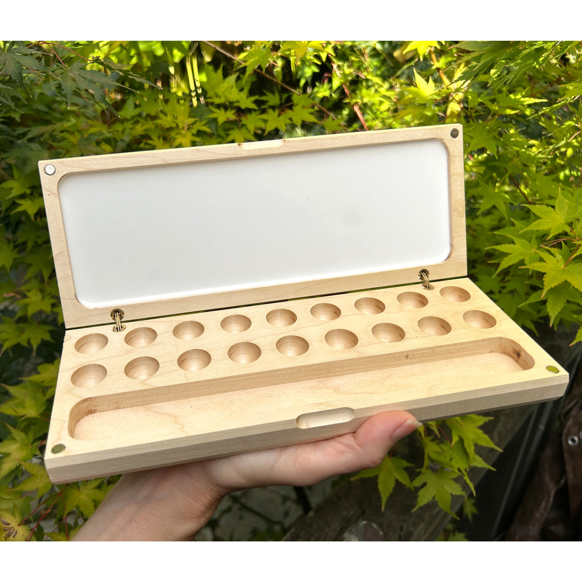 Wooden Watercolor Palette with Brush Holder