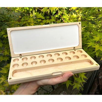 Wooden Watercolor Palette with Brush Holder
