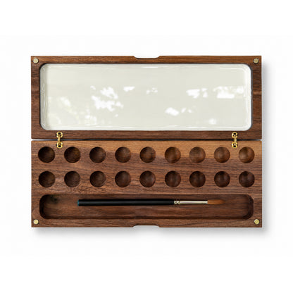 Wooden Watercolor Palette with Brush Holder