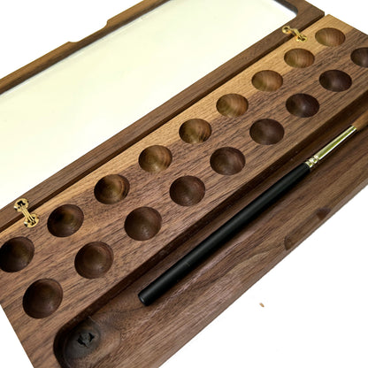 Wooden Watercolor Palette with Brush Holder