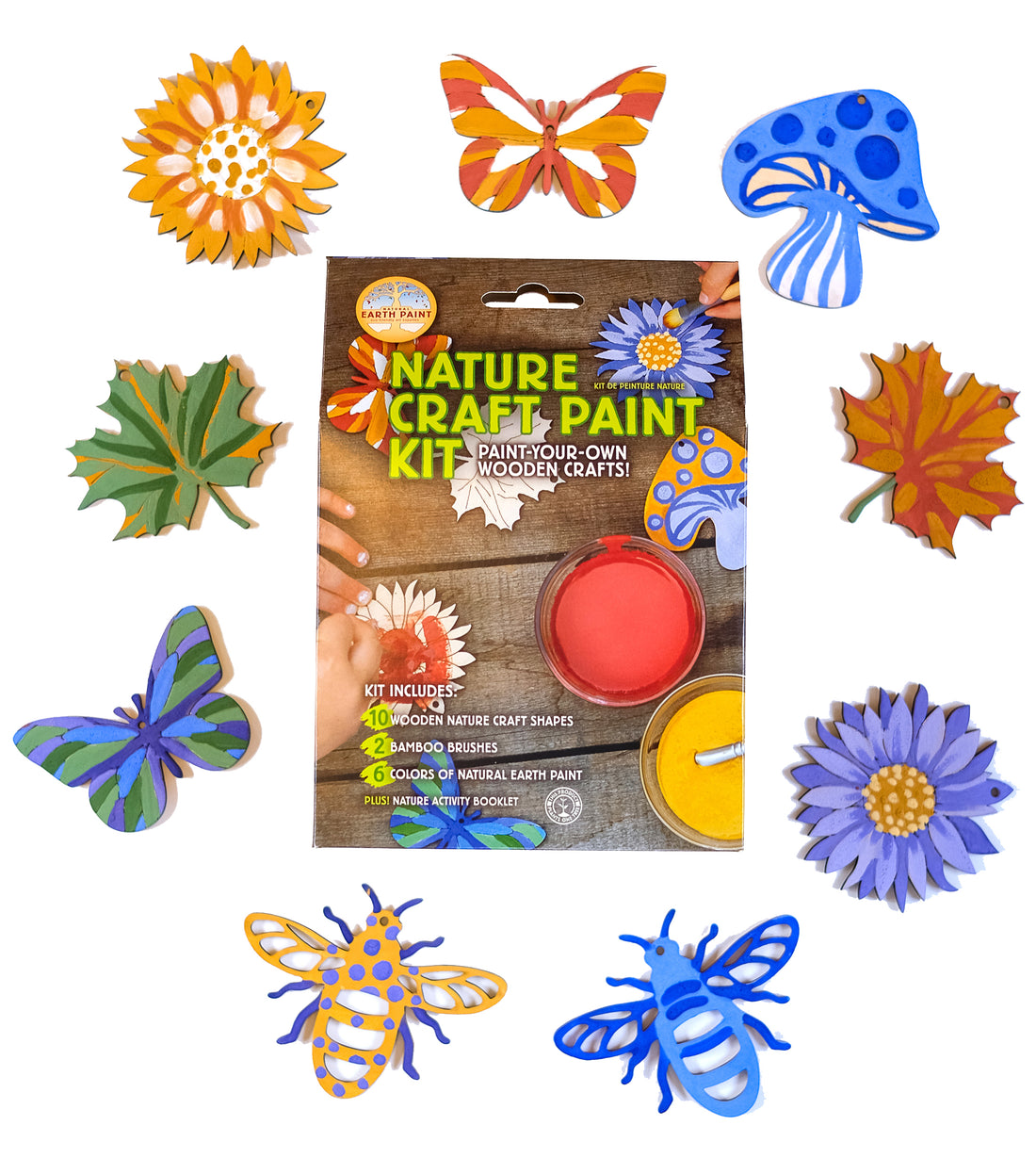 paint kit package with painted wood cutouts