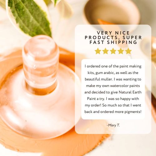 written review and photo of glass muller on mixed paint