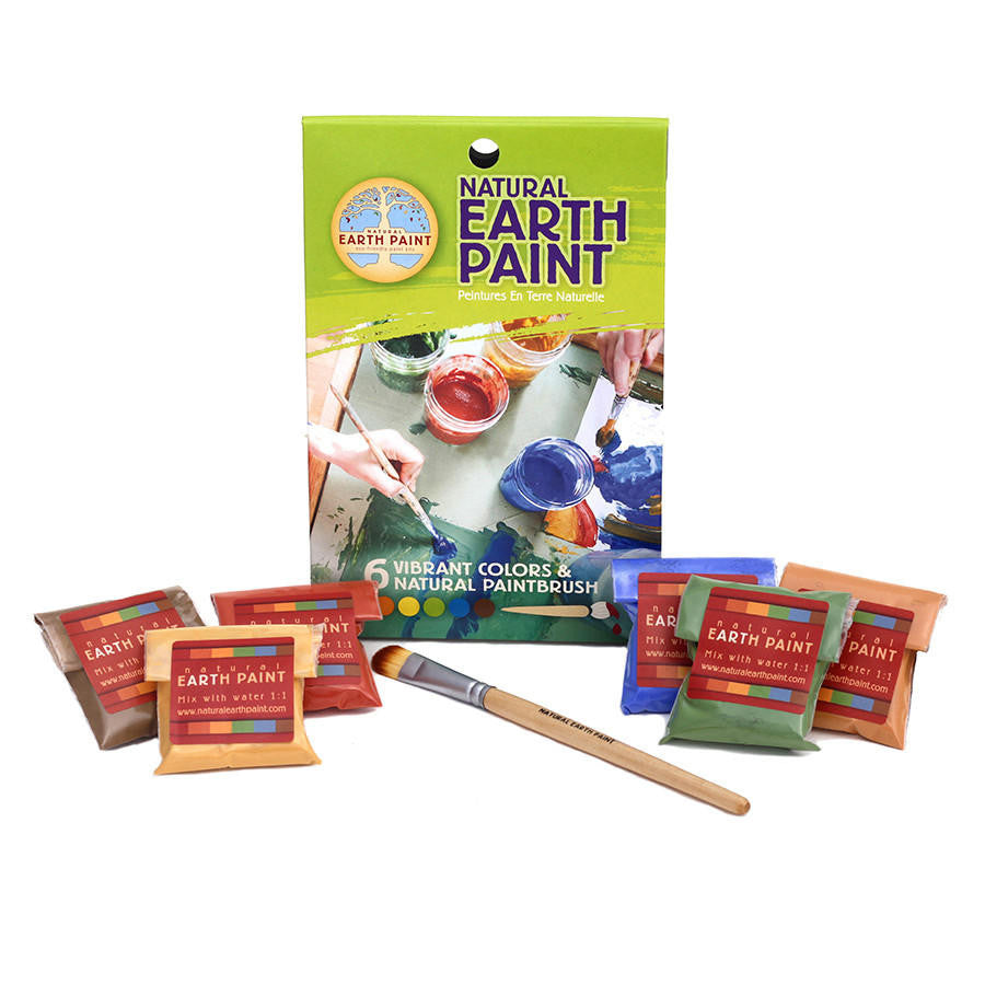 Petite Natural Earth Paint Kit-bamboo paint brushes, Children&