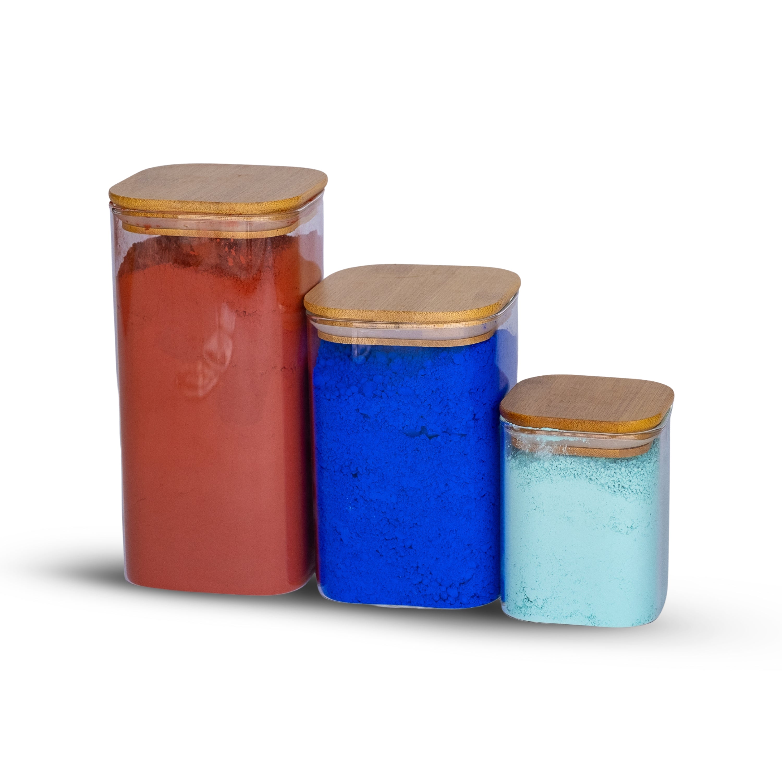 Glass Pigment Storage Jars with Bamboo Lid